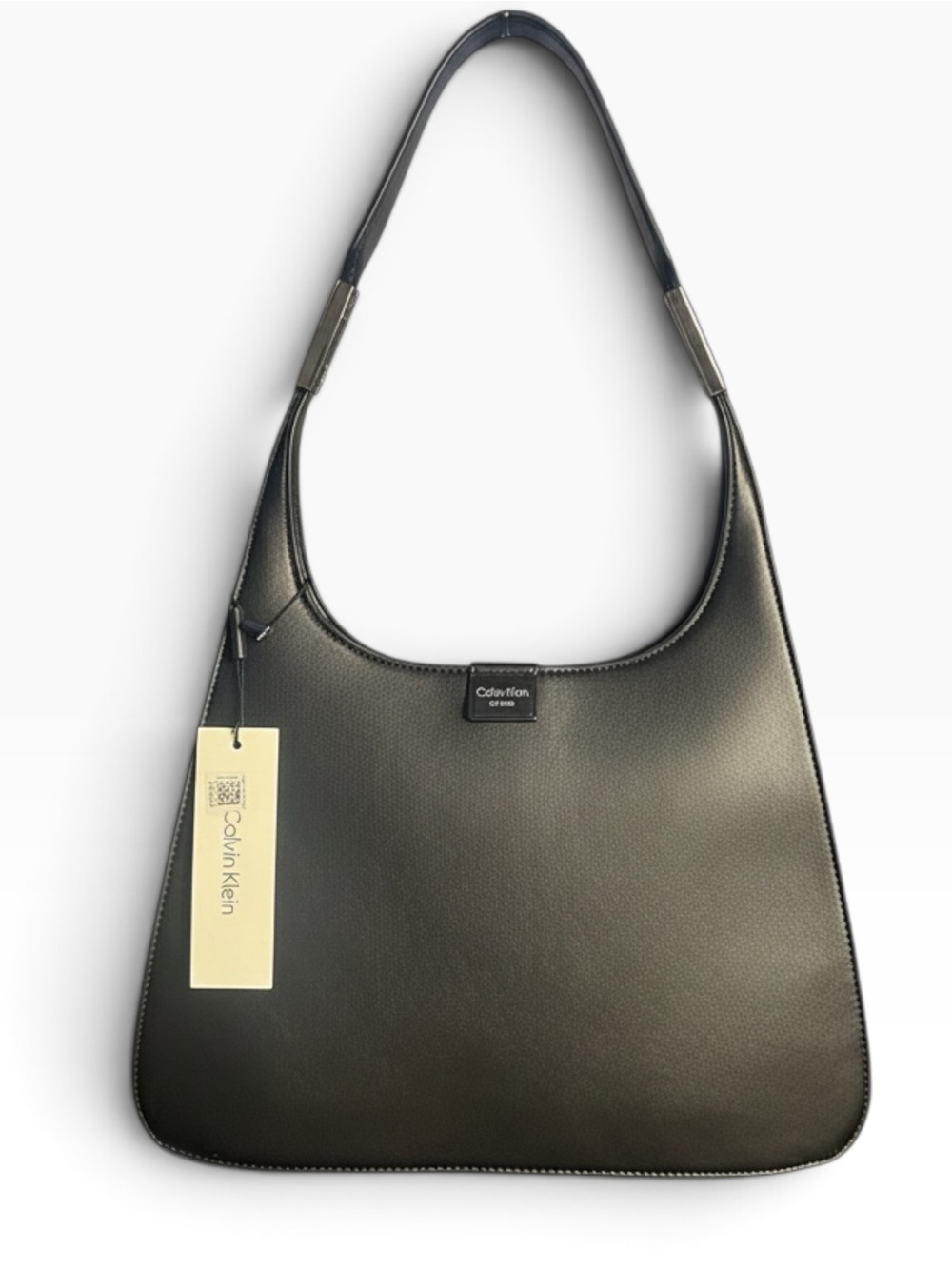 Calvin Klein Black Leather structured Hobo Shoulder Bag